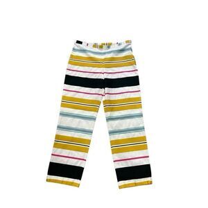 Antonio Marras Straight Leg Cuffed Cropped Stripped Cotton Blend Pants Size 42